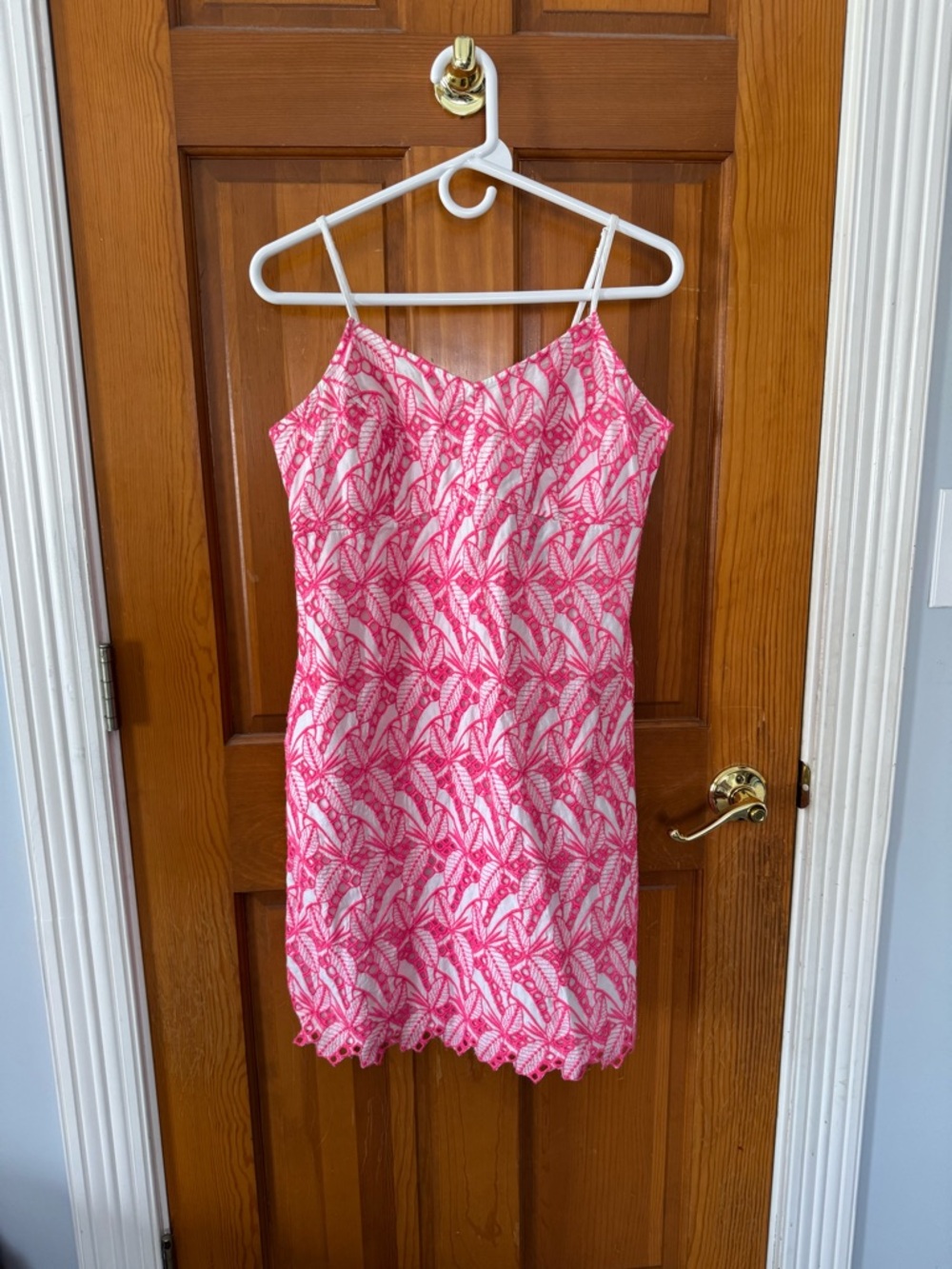 crown & ivy Neon Pink and White Embroidered Slip Dress